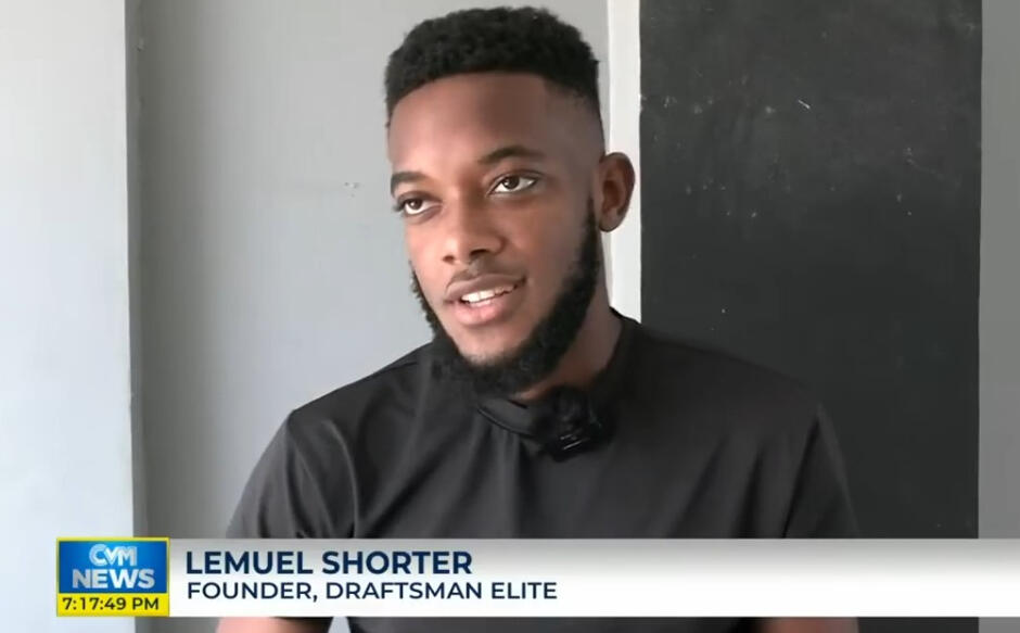 Lemuel Shorter, Founder & CEO of Draftsman Elite while being interviewed on CVM TV